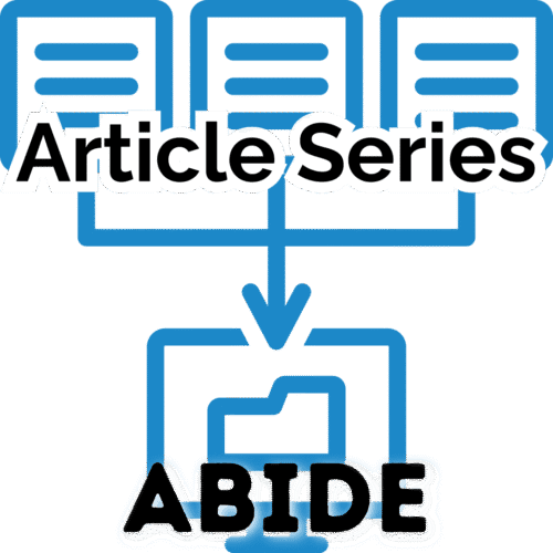 ABIDE article series text over a blue icon of files to a folder
