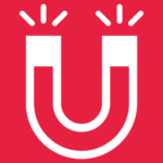 a magnet icon in white on a pink background