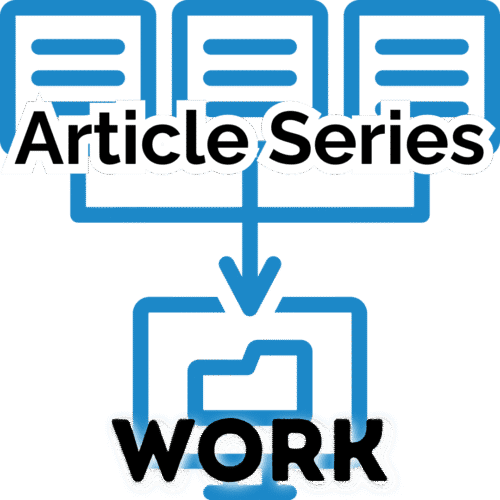 work article series text over a blue icon of files to a folder