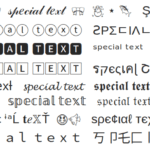 the words "special text" in various Unicode fonts