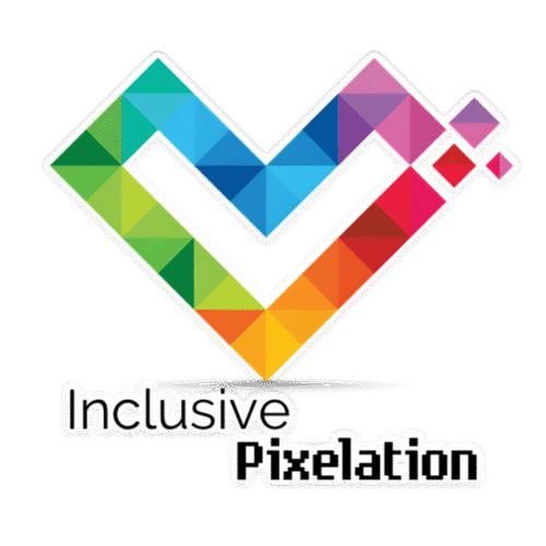 Inclusive Pixelation rainbow heart logo