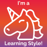 a pink-orange-purple gradient with a white icon of a unicorn and the words "I'm a Learning Style!" in white
