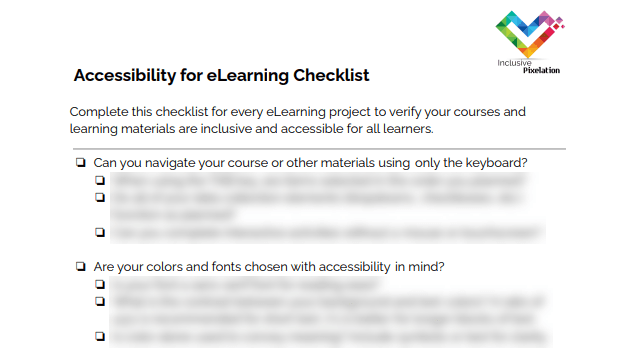 Accessibility For Elearning Checklist Inclusive Pixelation