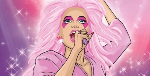 an illustration of Jem from the 80s TV series Jem and the Holograms