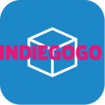 The pink Indiegogo logo with the blue A11ySpaces logo behind it.
